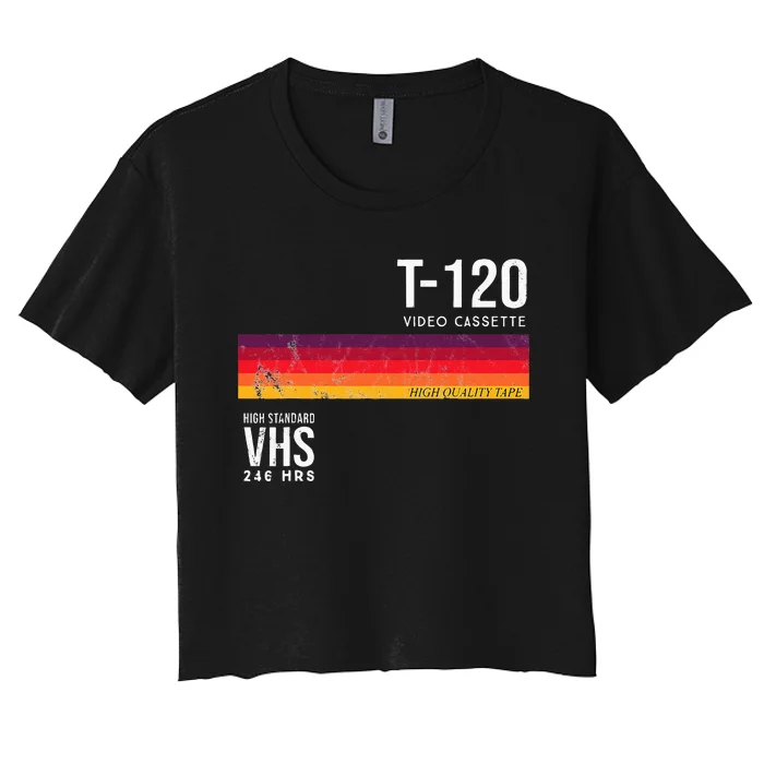 Vintage 80s Video Cassette Tape Vhs Women's Crop Top Tee