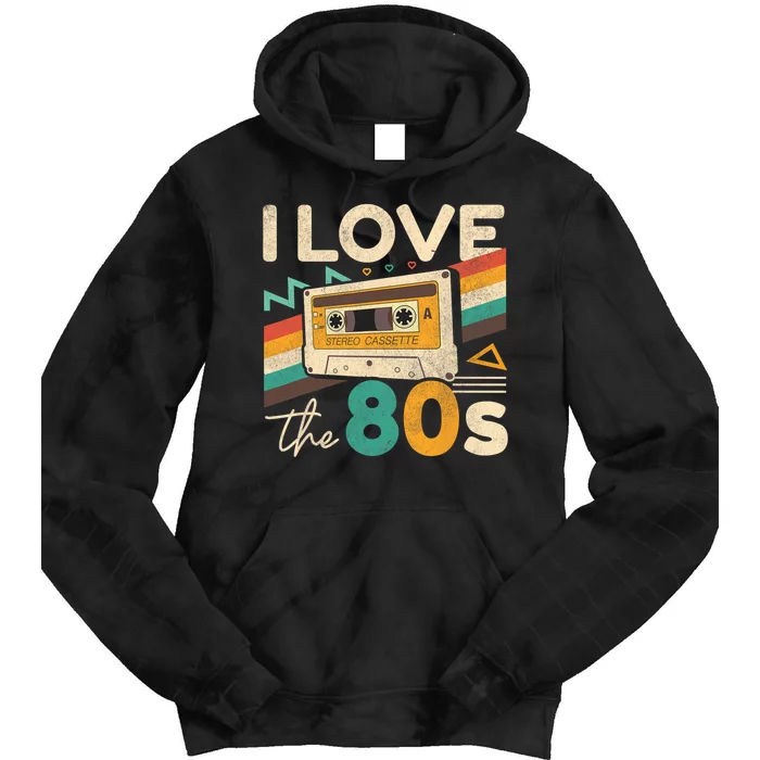 Vintage 80s Women Men I Love The 80s Cassette Party Retro Tie Dye Hoodie