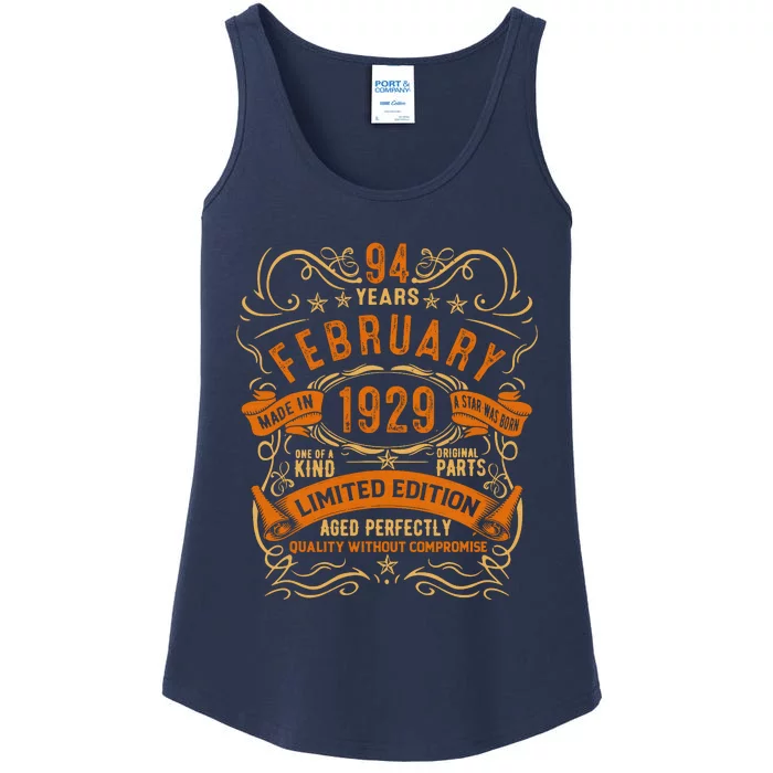 Vintage 94th Birthday February 1929 Birthday Ladies Essential Tank