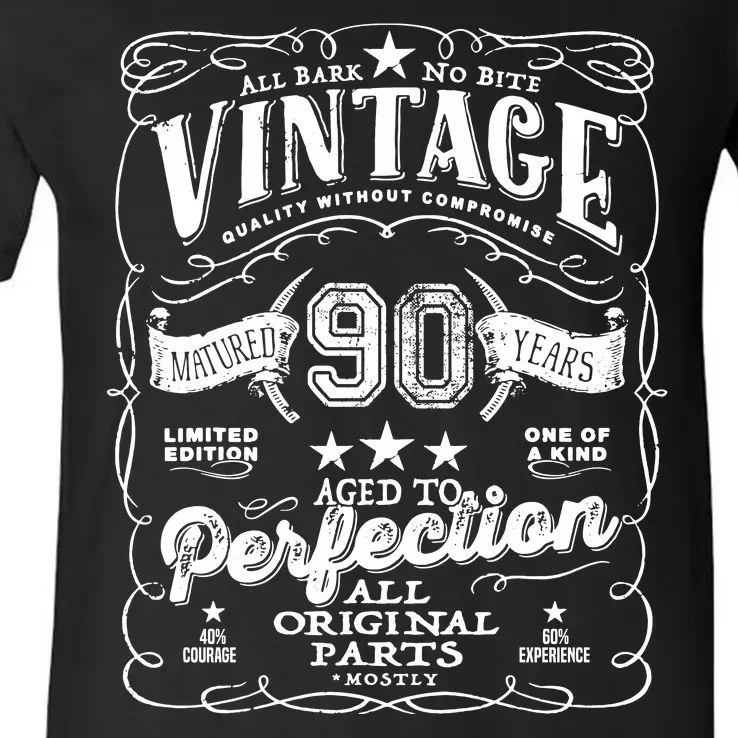 Vintage 90th Birthday Perfection Original Part 1933 V-Neck T-Shirt