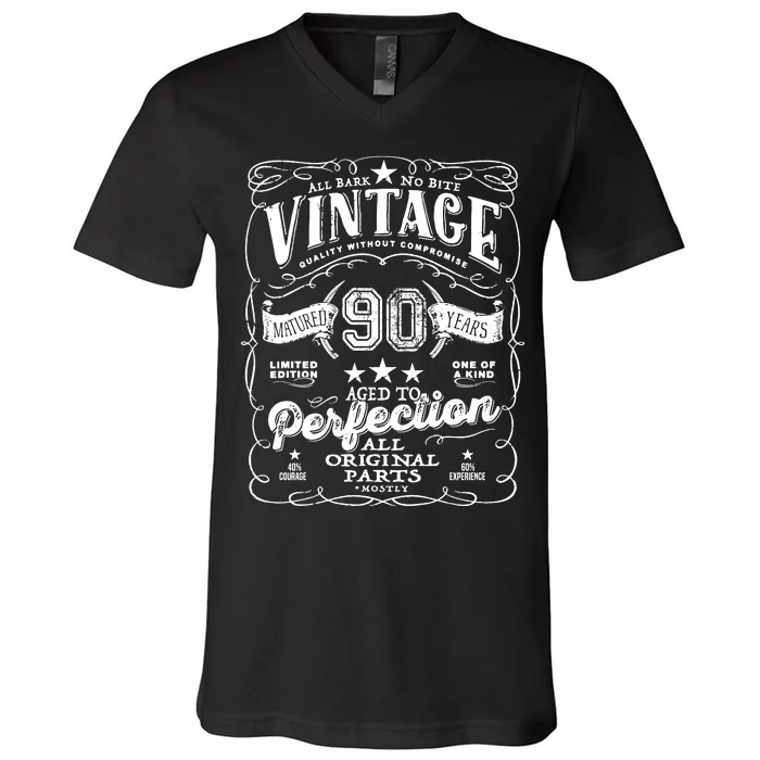 Vintage 90th Birthday Perfection Original Part 1933 V-Neck T-Shirt