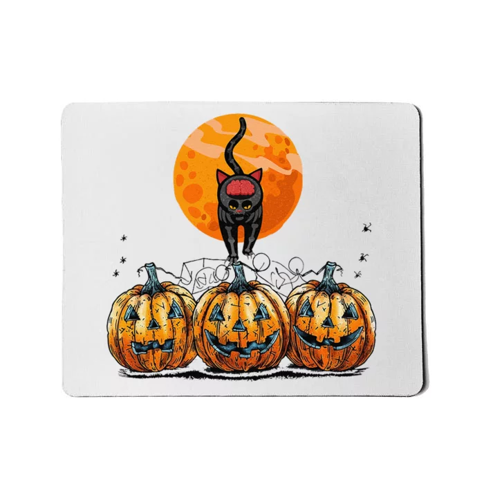 Vintage 90s Cat Pumpkin Halloween Retro Floral Spooky Season Mousepad