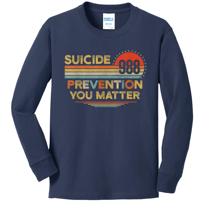 Vintage 988 Suicide Prevention 988 Kids Long Sleeve Shirt