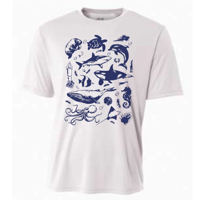 Vintage 90s Tattoo Sea Animal Cooling Performance Crew T-Shirt