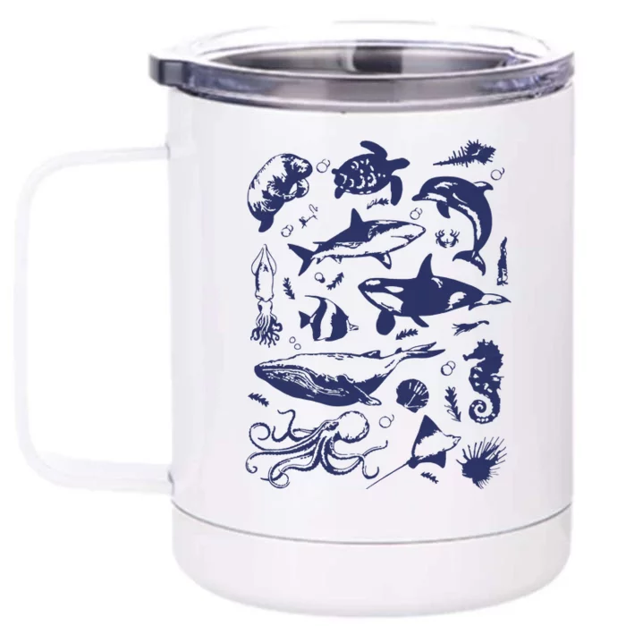 Vintage 90s Tattoo Sea Animal Front & Back 12oz Stainless Steel Tumbler Cup