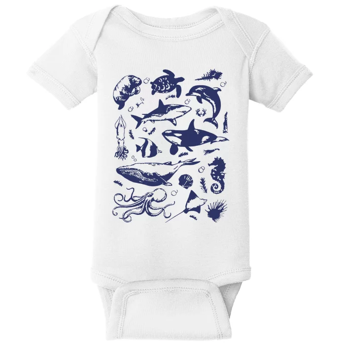 Vintage 90s Tattoo Sea Animal Baby Bodysuit