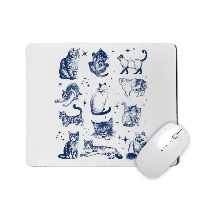 Vintage 90s Tattoo Cat Retro Kitten Nature Mousepad