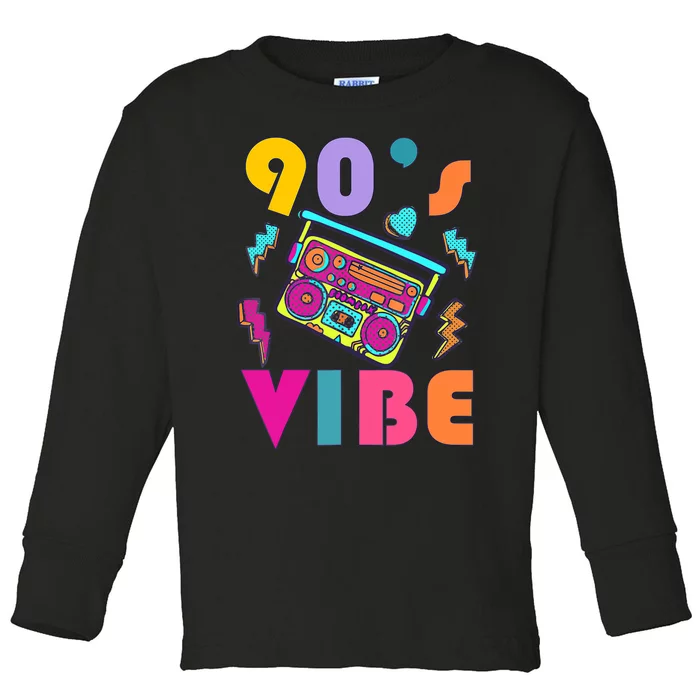 Vintage 90s Vibe 90s Music Lover I Heart The Nineties Toddler Long Sleeve Shirt