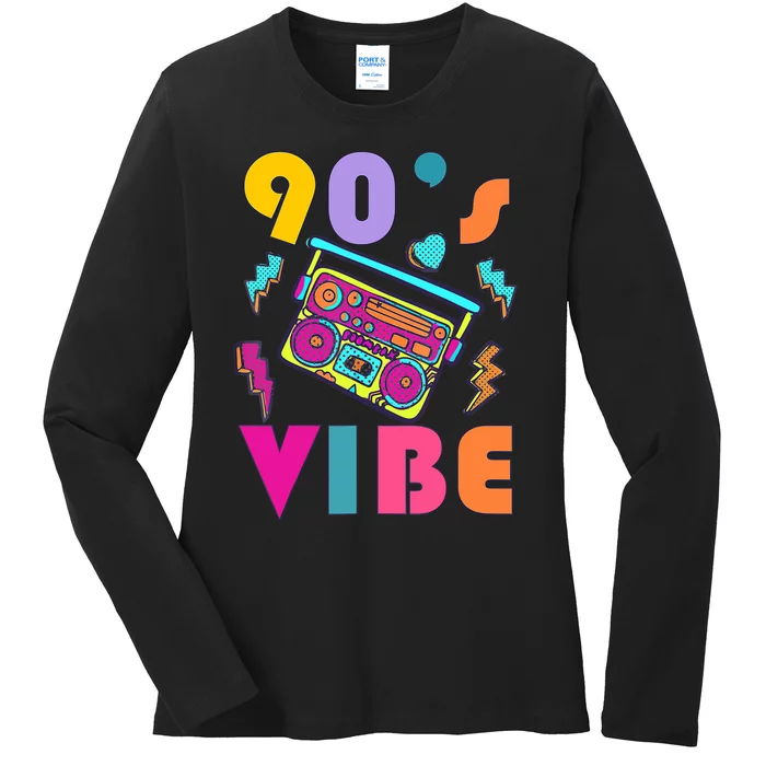 Vintage 90s Vibe 90s Music Lover I Heart The Nineties Ladies Long Sleeve Shirt