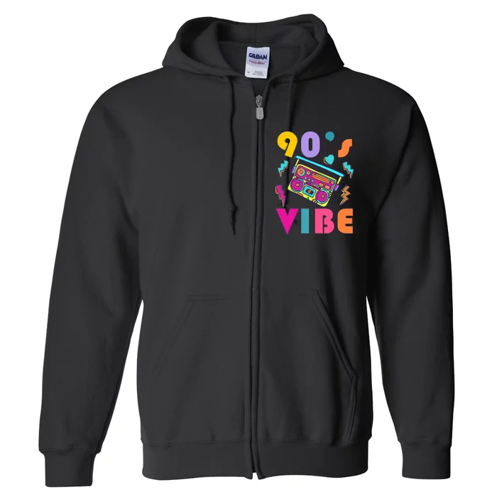 Vintage 90s Vibe 90s Music Lover I Heart The Nineties Full Zip Hoodie