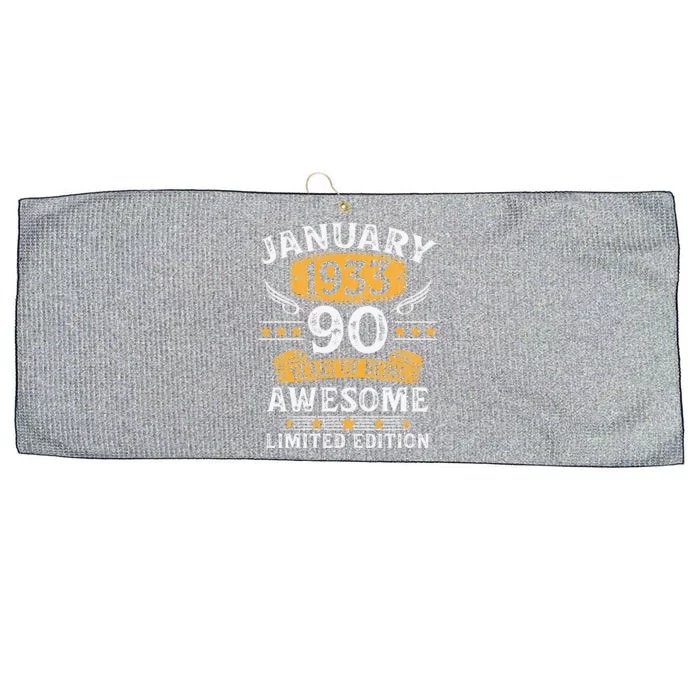 Vintage 90 Year Old Gift 90th Birthday For January 1933 Large Microfiber Waffle Golf Towel