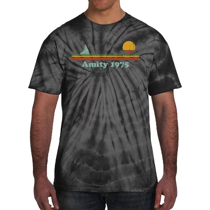 Vintage Amity 1975 Sunset Retro Sailboat Sunrise Summer Tie-Dye T-Shirt