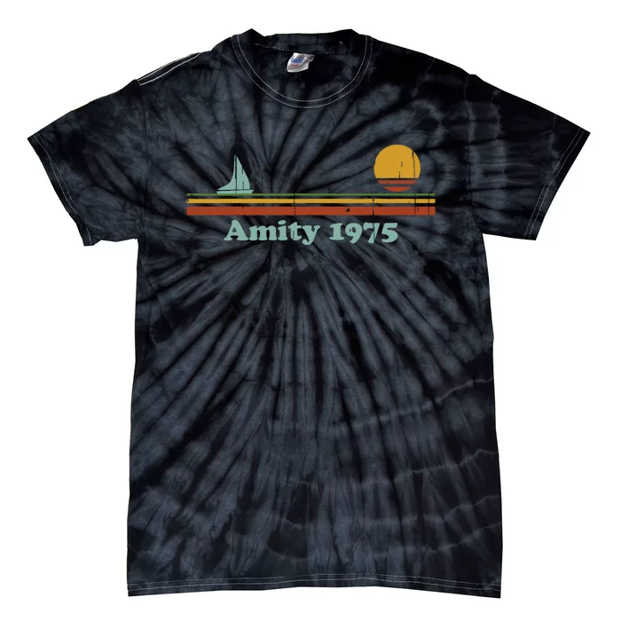 Vintage Amity 1975 Sunset Retro Sailboat Sunrise Summer Tie-Dye T-Shirt