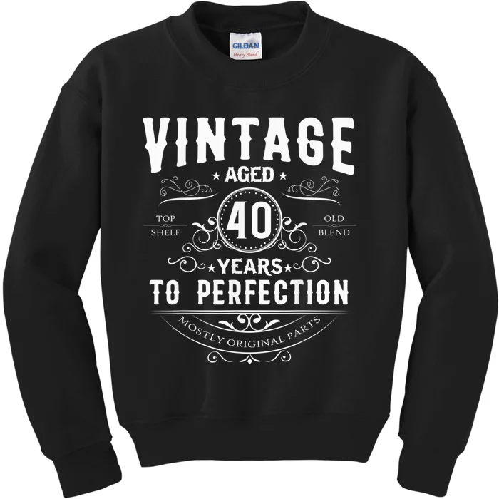 Vintage Aged 40 Years To Perfection 40th Birthday Kids Sweatshirt