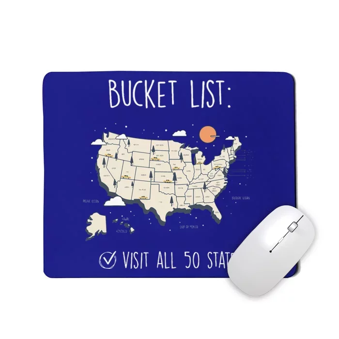 Visit All 50 States Usa Travel Map Mission Accomplished Mousepad