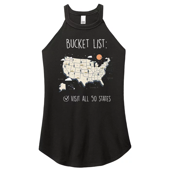 Visit All 50 States Usa Travel Map Mission Accomplished Women’s Perfect Tri Rocker Tank