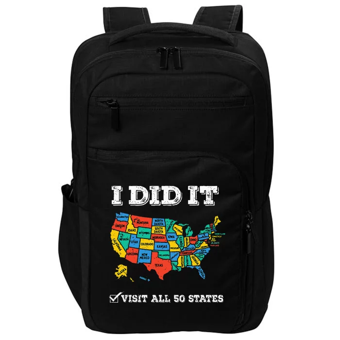 Visited All 50 States Usa Map For Travel Champion Lover Impact Tech Backpack