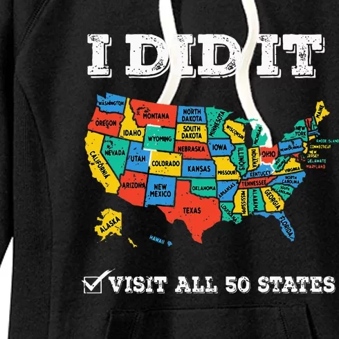 Visited All 50 States Usa Map For Travel Champion Lover Women's Fleece Hoodie