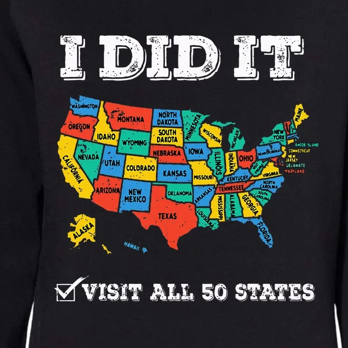 Visited All 50 States Usa Map For Travel Champion Lover Womens California Wash Sweatshirt