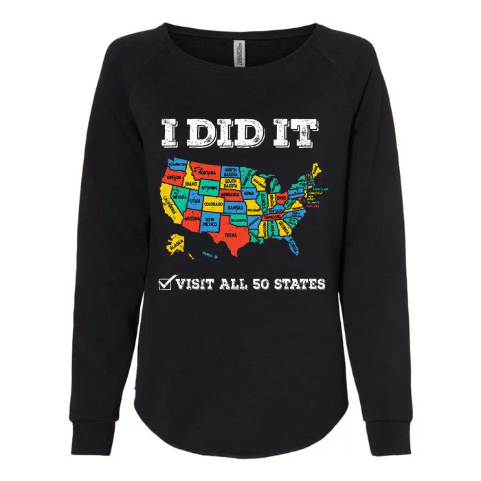 Visited All 50 States Usa Map For Travel Champion Lover Womens California Wash Sweatshirt