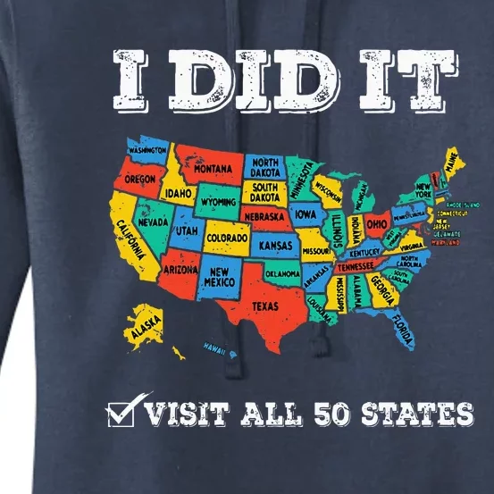 Visited All 50 States Usa Map For Travel Champion Lover Women's Pullover Hoodie