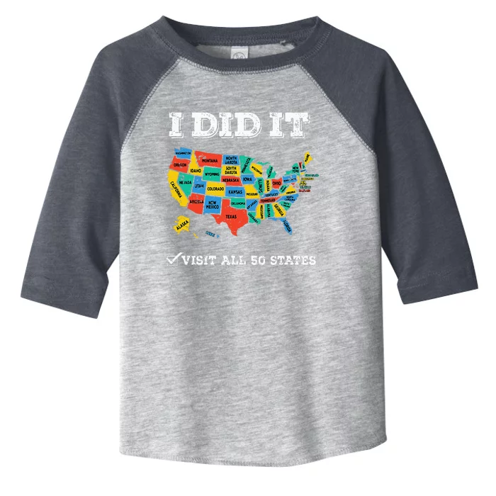 Visited All 50 States Usa Map For Travel Champion Lover Toddler Fine Jersey T-Shirt