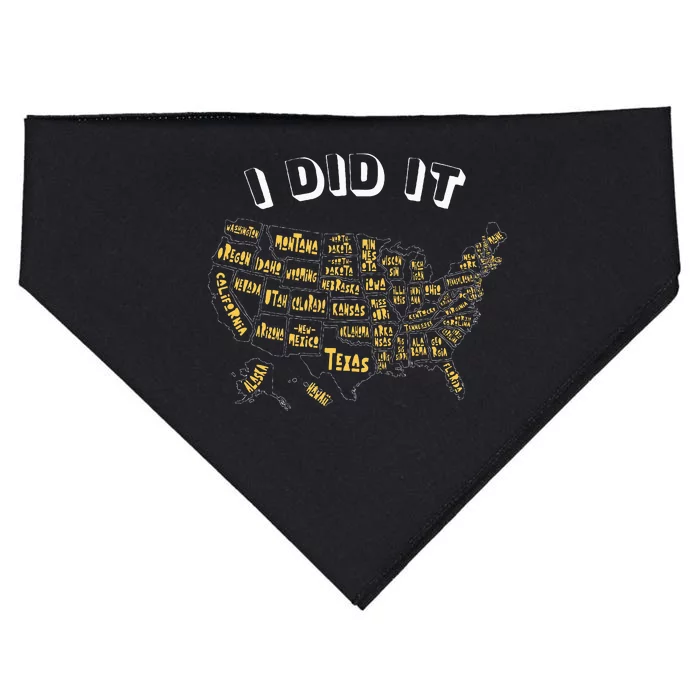 Visited All 50 Us States I Did It Souvenir USA-Made Doggie Bandana