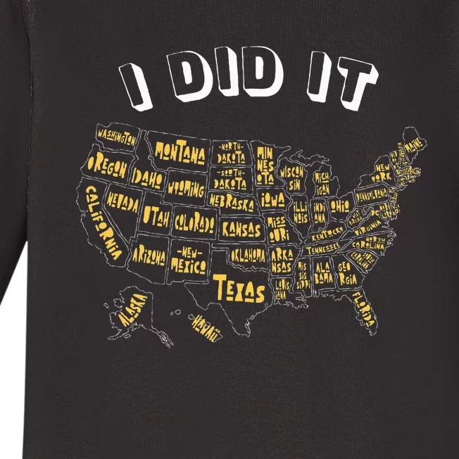 Visited All 50 Us States I Did It Souvenir Baby Long Sleeve Bodysuit