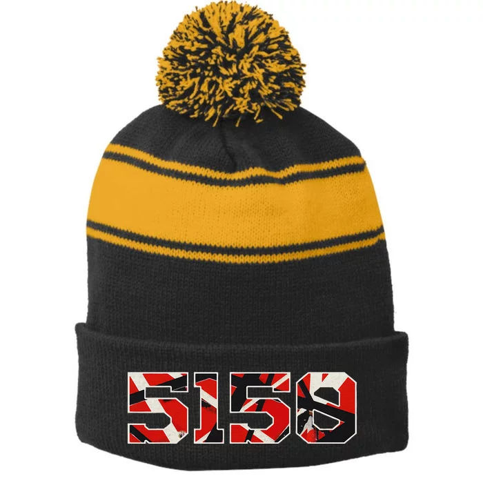 Vintage Art 5150 Graphic Musician Funny Apparel For Lovers Gift Stripe Pom Pom Beanie