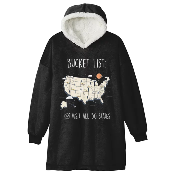 Visit All 50 States Usa Travel Map Mission Accomplished Hooded Wearable Blanket