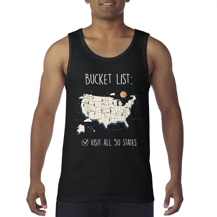 Visit All 50 States Usa Travel Map Mission Accomplished Tank Top