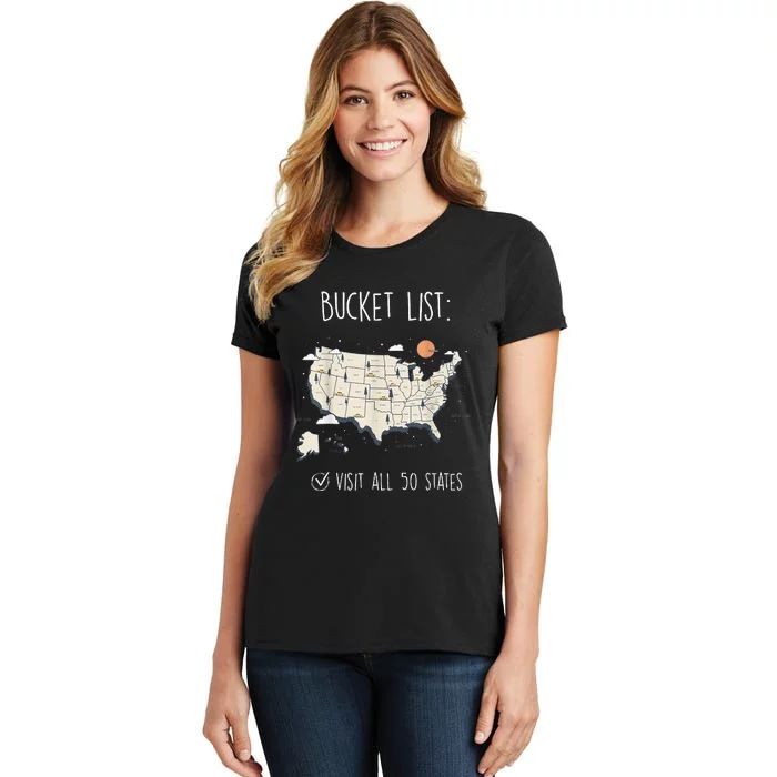 Visit All 50 States Usa Travel Map Mission Accomplished Women's T-Shirt