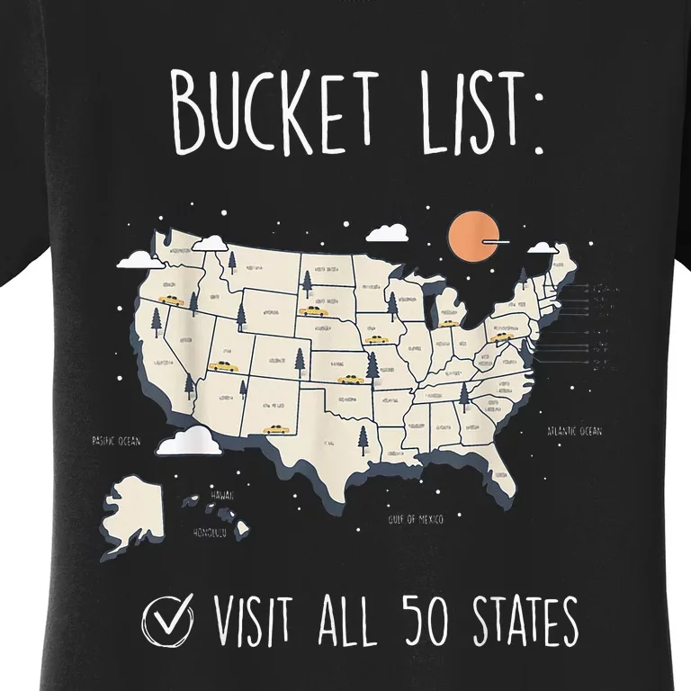 Visit All 50 States Usa Travel Map Mission Accomplished Women's T-Shirt