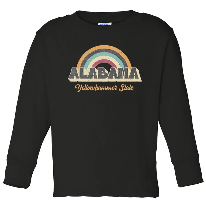 Vintage Alabama 70s 80s 90s Retro Lover Slogan Design Toddler Long Sleeve Shirt