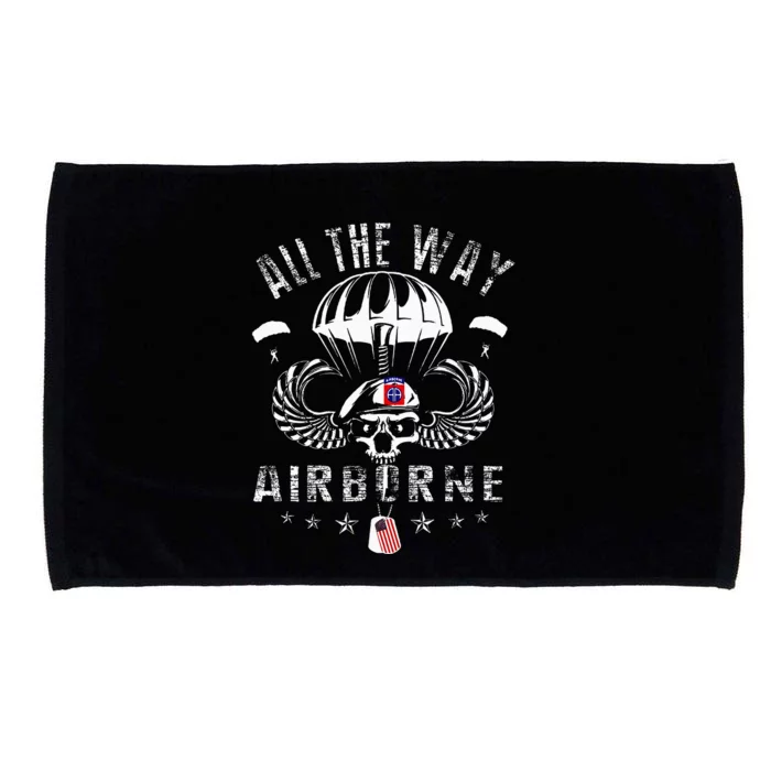 Vintage Army 82nd Airborne All The Way Skull Maroon Beret Microfiber Hand Towel