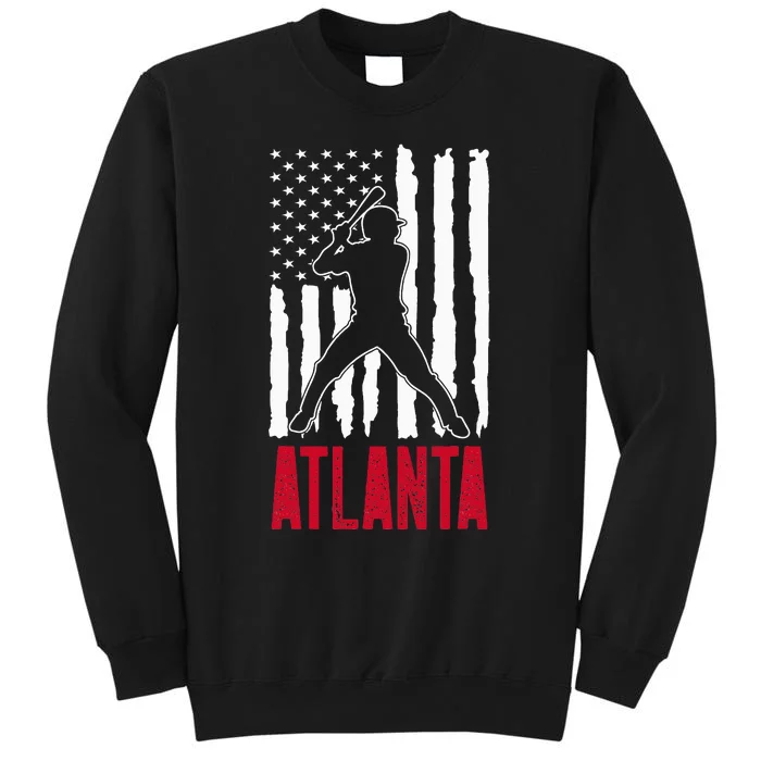 Vintage Atlanta American Flag Distressed Baseball Sweatshirt