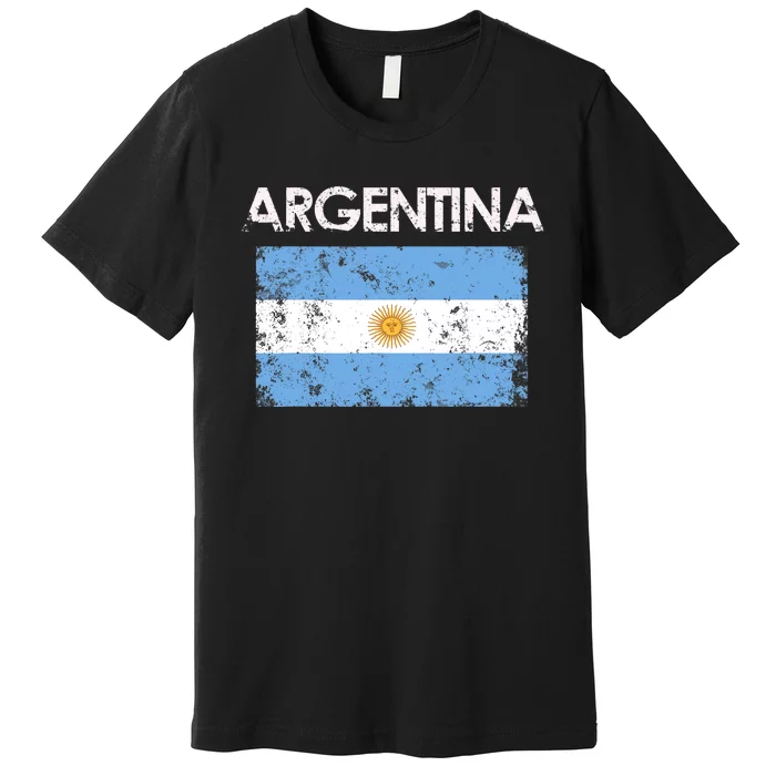 Vintage Argentina Argentinian Flag Pride Gift Premium T-Shirt