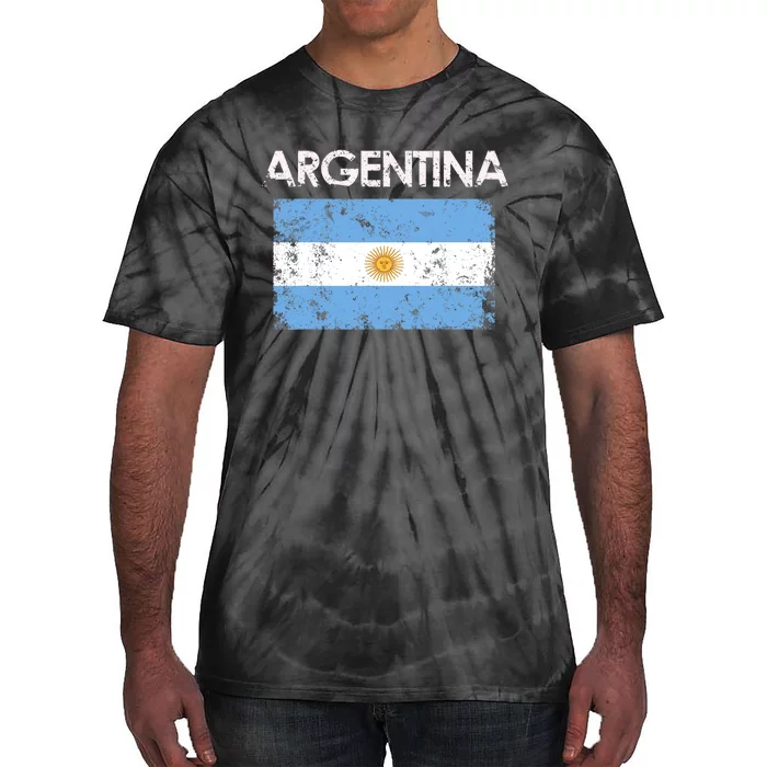 Vintage Argentina Argentinian Flag Pride Gift Tie-Dye T-Shirt