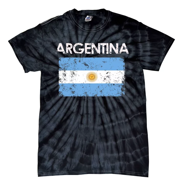 Vintage Argentina Argentinian Flag Pride Gift Tie-Dye T-Shirt