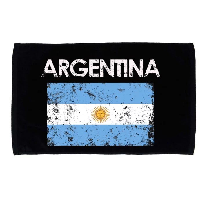 Vintage Argentina Argentinian Flag Pride Gift Microfiber Hand Towel