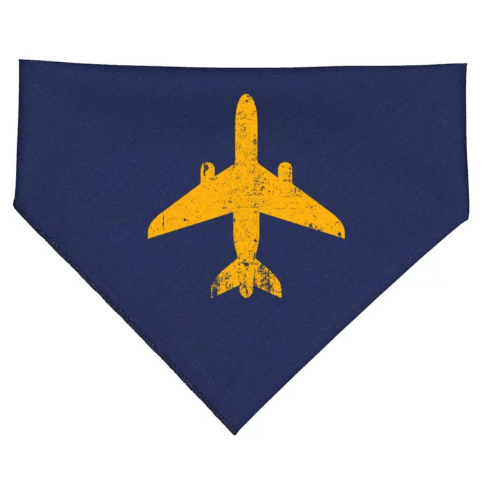 Vintage Aviation Airline Pilot Gifts Yellow Jet Airplane USA-Made Doggie Bandana