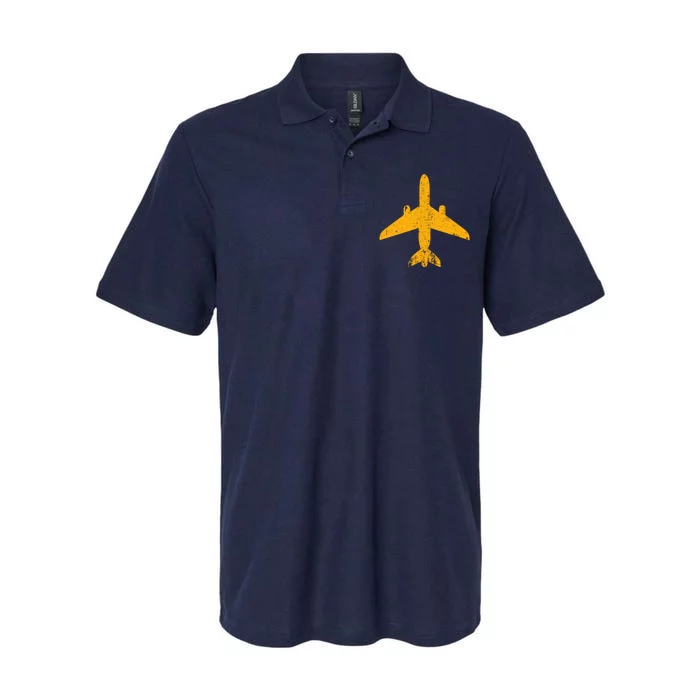 Vintage Aviation Airline Pilot Gifts Yellow Jet Airplane Softstyle Adult Sport Polo