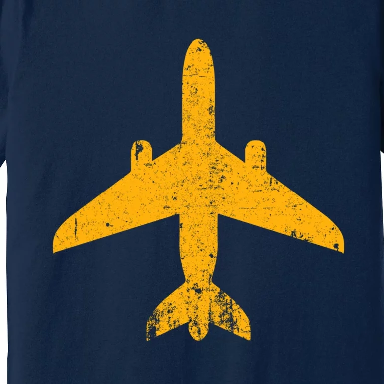 Vintage Aviation Airline Pilot Gifts Yellow Jet Airplane Premium T-Shirt