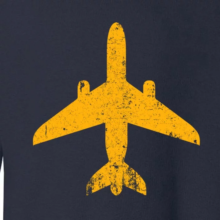 Vintage Aviation Airline Pilot Gifts Yellow Jet Airplane Toddler Sweatshirt