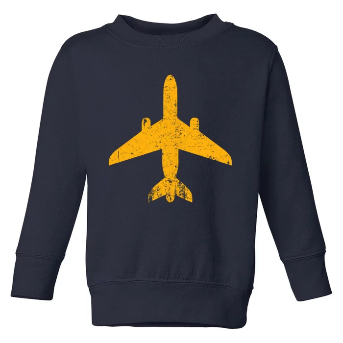 Vintage Aviation Airline Pilot Gifts Yellow Jet Airplane Toddler Sweatshirt