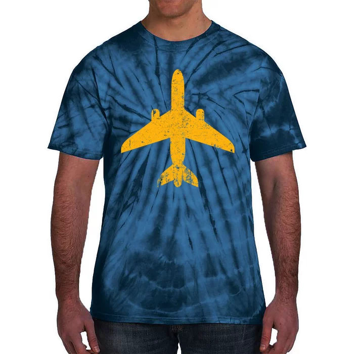 Vintage Aviation Airline Pilot Gifts Yellow Jet Airplane Tie-Dye T-Shirt