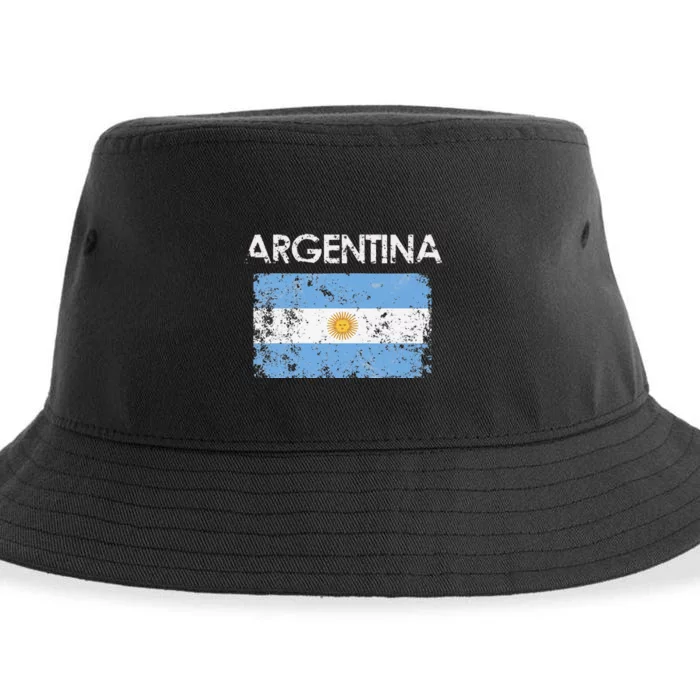 Vintage Argentina Argentinian Flag Pride Soccer player Sustainable Bucket Hat