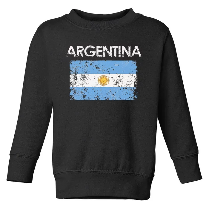 Vintage Argentina Argentinian Flag Pride Soccer player Toddler Sweatshirt