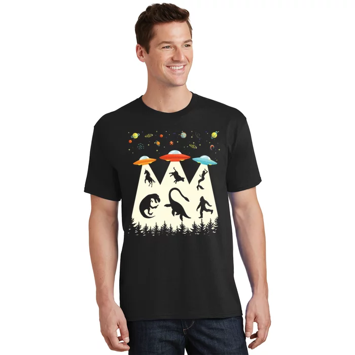 Vintage Alien Abduction Trex Loch Ness Bigfoot Funny Ufo T-Shirt