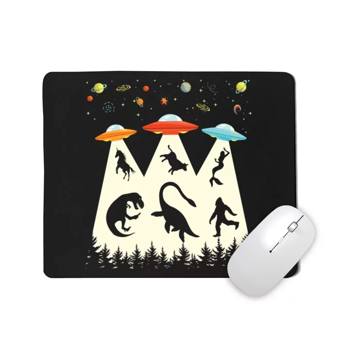 Vintage Alien Abduction Trex Loch Ness Bigfoot Funny Ufo Mousepad